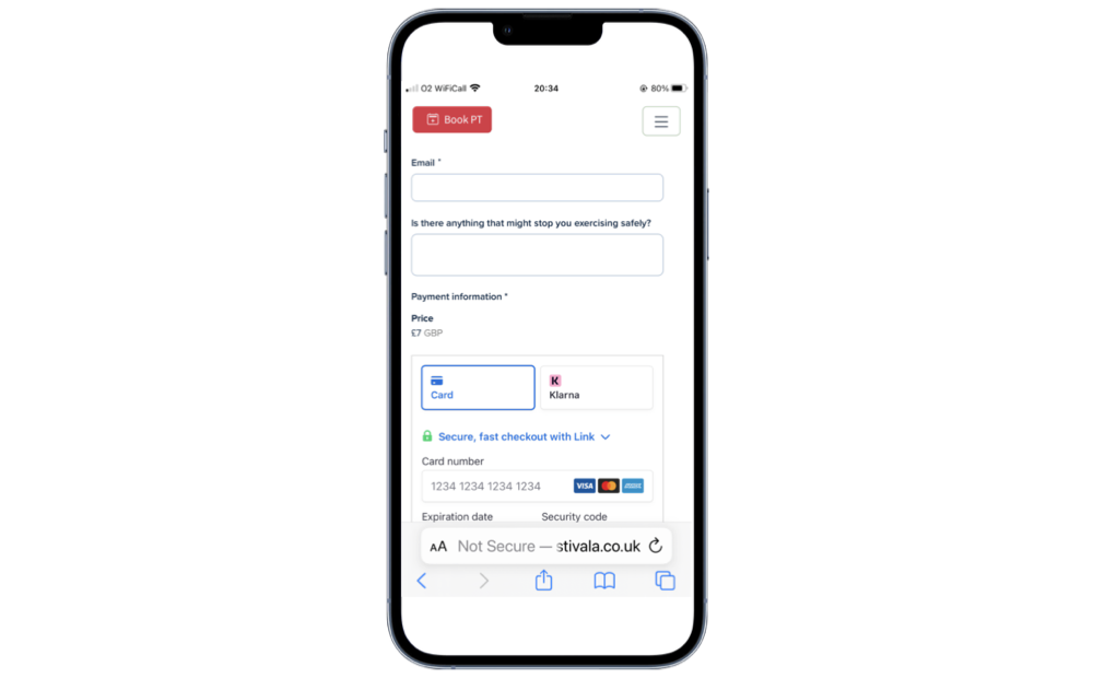 Sample website homepage on desktop